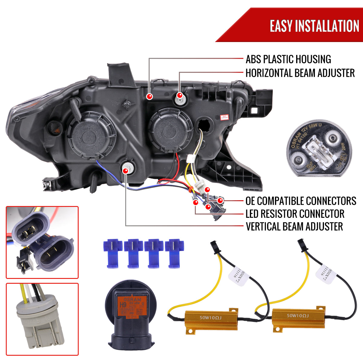 2016-2023 Toyota Tacoma Switchback LED C-Bar Projector Headlights (Matte Black Housing/Clear Lens)