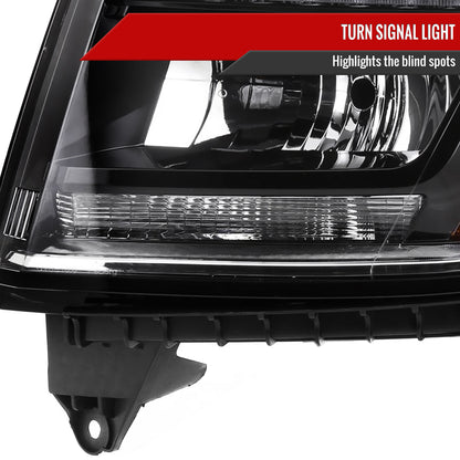 2015-2020 Chevrolet Tahoe/Suburban LED Strip Projector Headlights (Black Housing/Clear Lens)