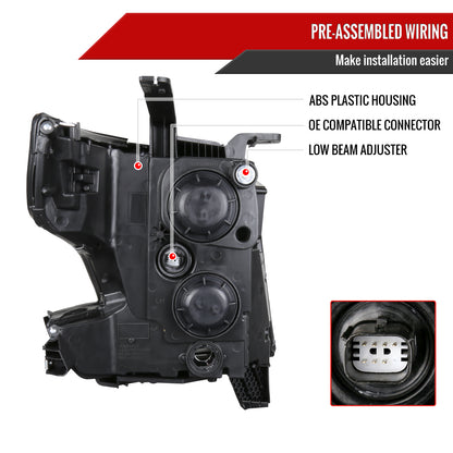 2015-2020 Chevrolet Tahoe/Suburban LED Strip Projector Headlights (Black Housing/Clear Lens)