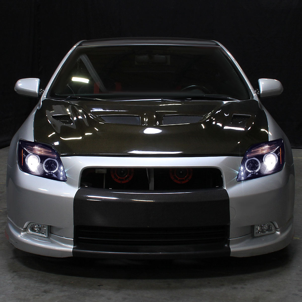 2005-2010 Scion tC Dual Halo Projector Headlights (Glossy Black Housing/Smoked Lens)