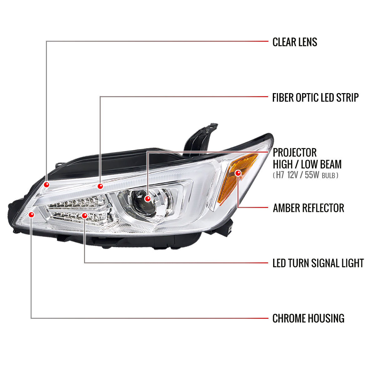 2011-2013 Scion tC LED Bar Projector Headlights w/ LED Turn Signal Lights (Chrome Housing/Clear Lens)
