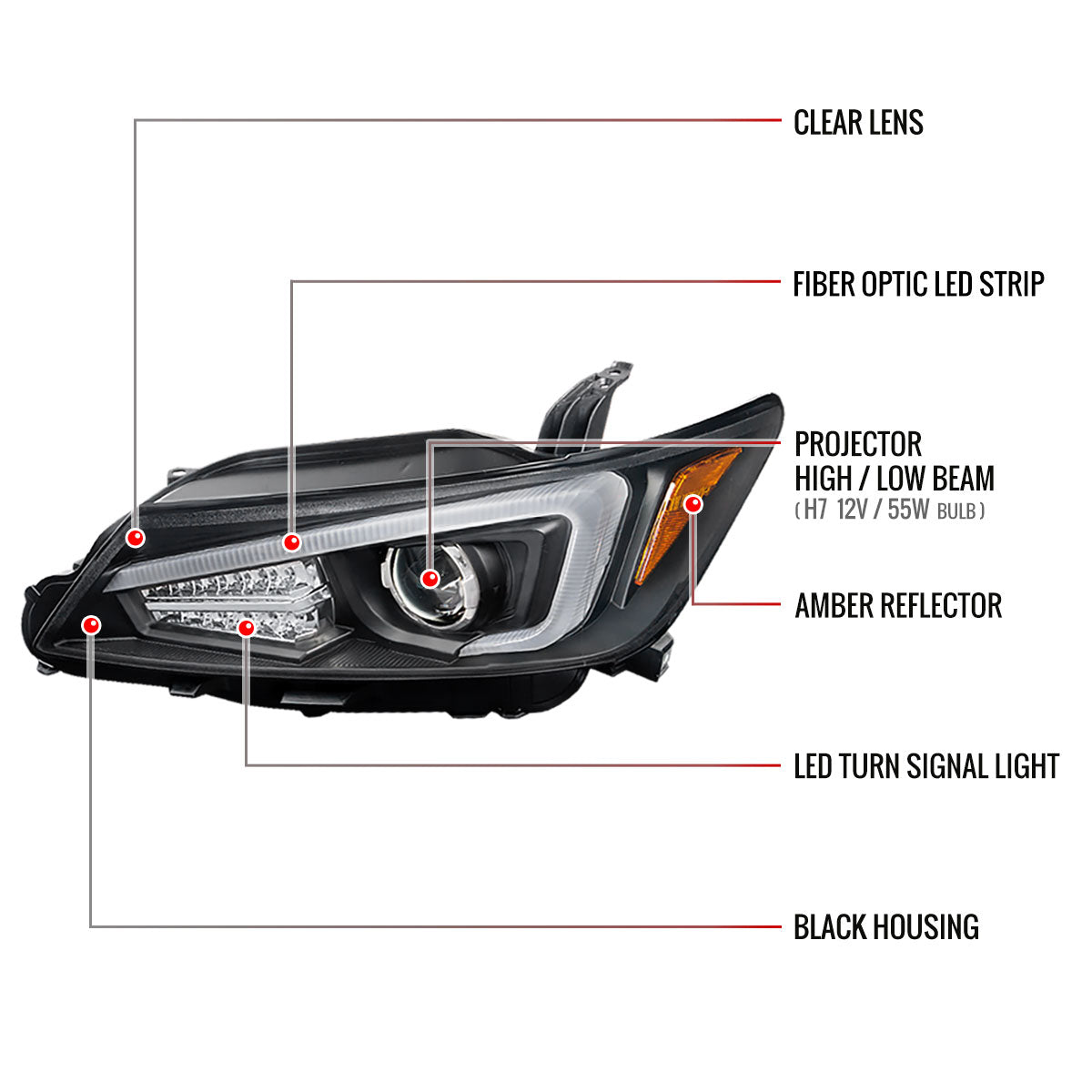 2011-2013 Scion tC LED Bar Projector Headlights w/ LED Turn Signal Lights (Matte Black Housing/Clear Lens)