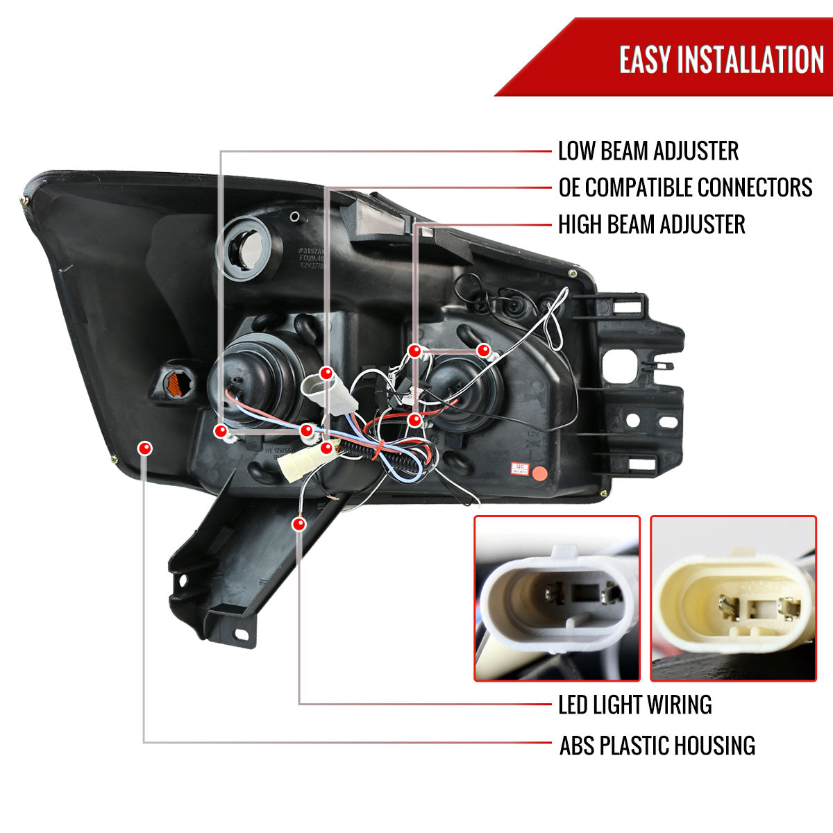 2004-2015 Nissan Titan/ 2004-2007 Armada Dual Halo Projector Headlights (Chrome Housing/Clear Lens)