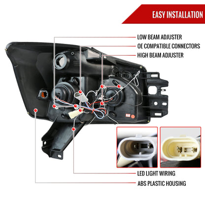 2004-2015 Nissan Titan/ 2004-2007 Armada Dual Halo Projector Headlights (Glossy Black Housing/Smoked Lens)