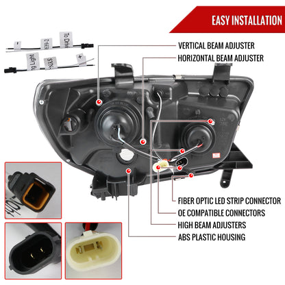 2007-2013 Toyota Tundra/ 2008-2017 Sequoia LED C-Bar Projector Headlights (Chrome Housing/Clear Lens)