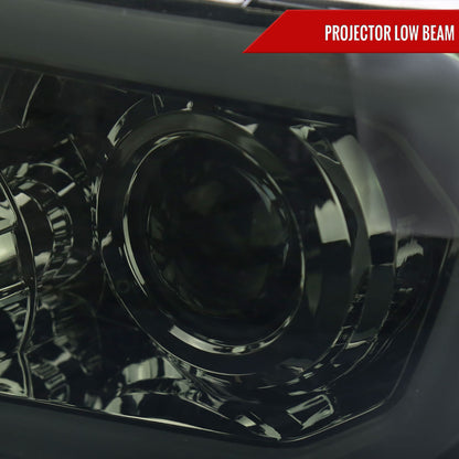 2007-2013 Toyota Tundra/2008-2017 Sequoia Retro Style LED Tube Projector Headlights with LED Turn Signals (Chrome Housing/Smoked Lens)
