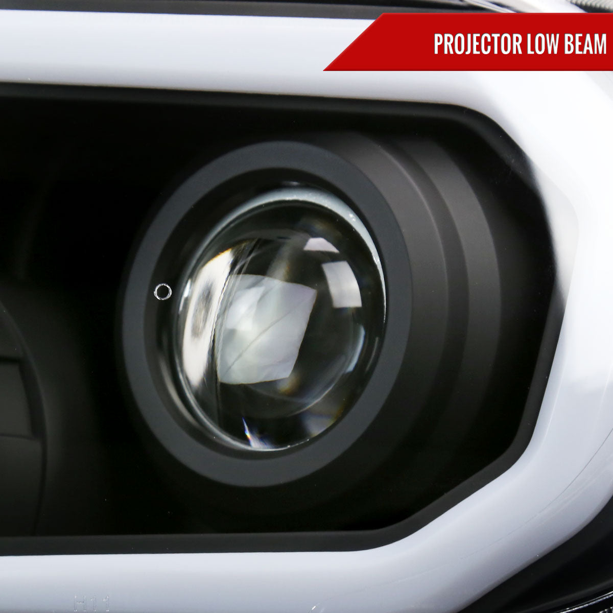2007-2013 Toyota Tundra/2008-2017 Sequoia Retro Style LED Tube Projector Headlights with LED Turn Signals (Matte Black Housing/Clear Lens)