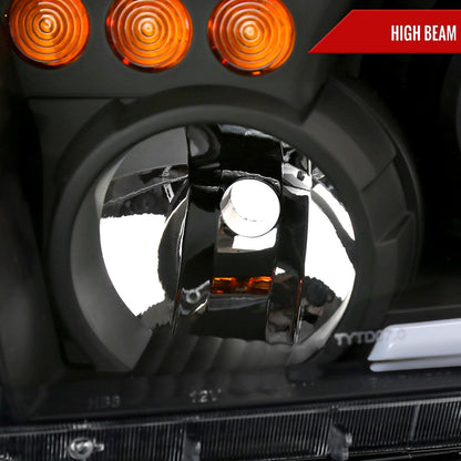 2007-2013 Toyota Tundra/2008-2017 Sequoia Retro Style LED Tube Projector Headlights with LED Turn Signals (Matte Black Housing/Clear Lens)