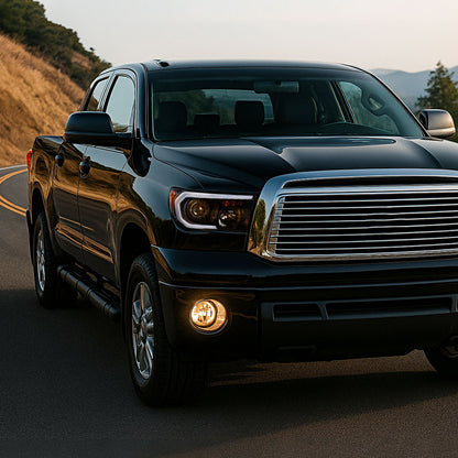 2007-2013 Toyota Tundra/2008-2017 Sequoia Retro Style LED Tube Projector Headlights with LED Turn Signals (Matte Black Housing/Clear Lens)