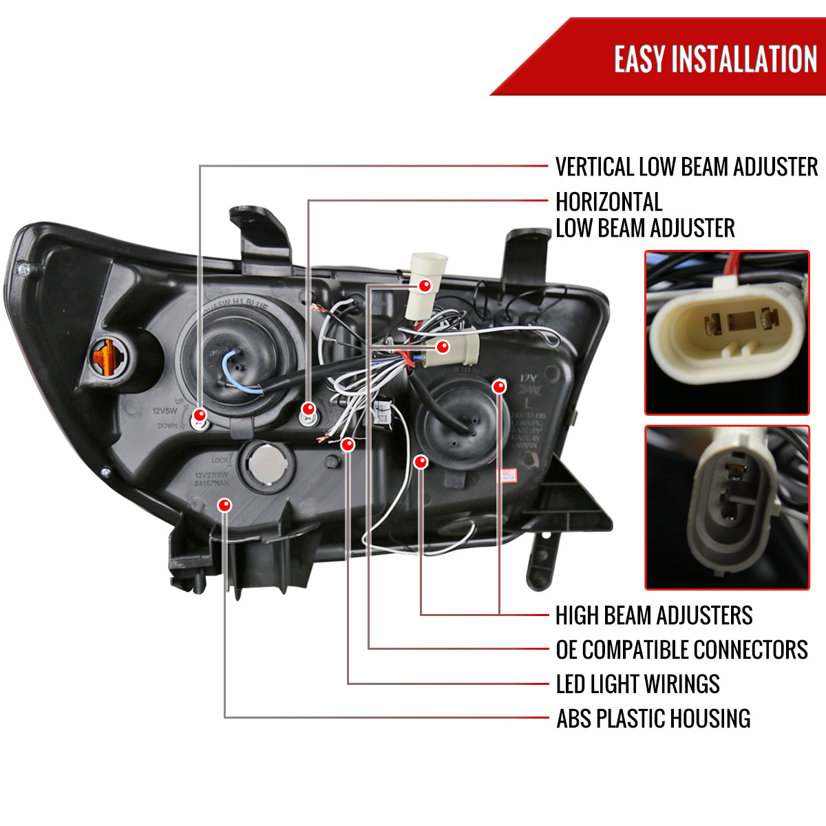2007-2013 Toyota Tundra/ 2008-2017 Sequoia Single Halo Projector Headlights (Matte Black Housing/Clear Lens)