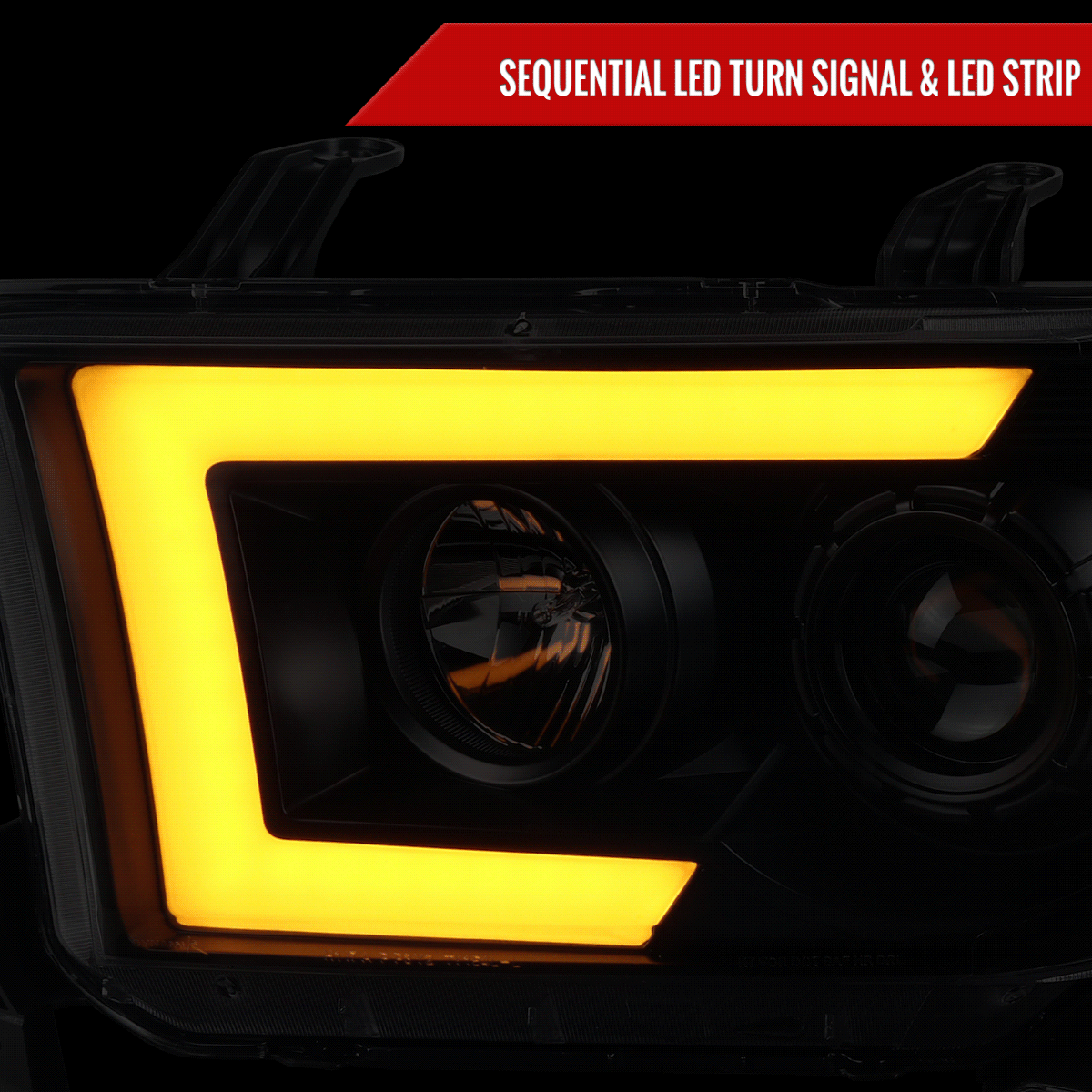 2007-2013 Toyota Tundra/ 2008-2017 Sequoia Switchback Sequential LED C-Bar Projector Headlights (Black Housing/Smoked Lens)