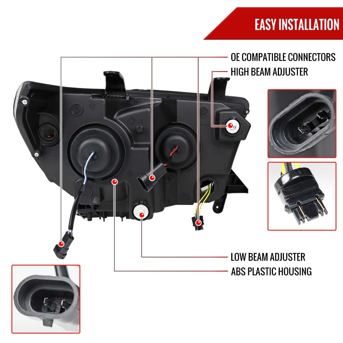 2007-2013 Toyota Tundra/ 2008-2017 Sequoia Switchback Sequential LED C-Bar Projector Headlights (Black Housing/Smoked Lens)
