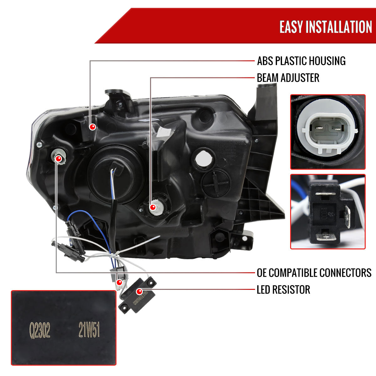 2014-2021 Toyota Tundra LED Projector Headlights (Matte Black Housing/Clear Lens)