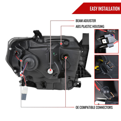 2014-2021 Toyota Tundra LED C-Bar Projector Headlights w/ Sequential Arrow Turn Signals (Matte Black Housing/Clear Lens)