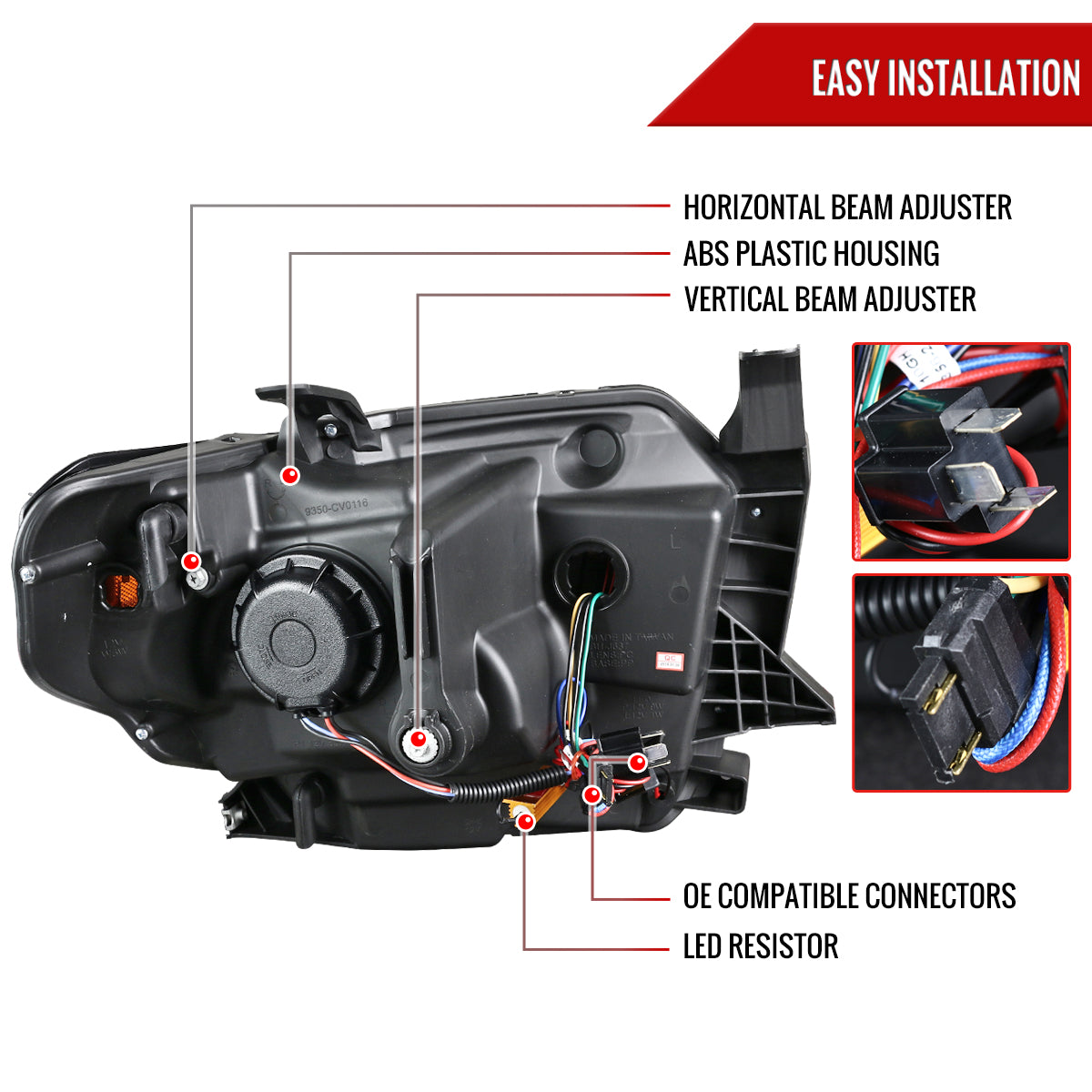 2014-2021 Toyota Tundra LED C-Bar Projector Headlights w/ LED Turn Signal Lights (Matte Black Housing/Clear lens)