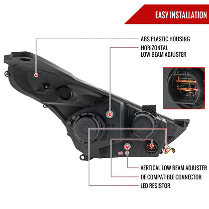 2012-2017 Hyundai Veloster LED Bar Projector Headlight w/ Sequential Turn Signal Lights (Matte Black Housing/Clear Lens)