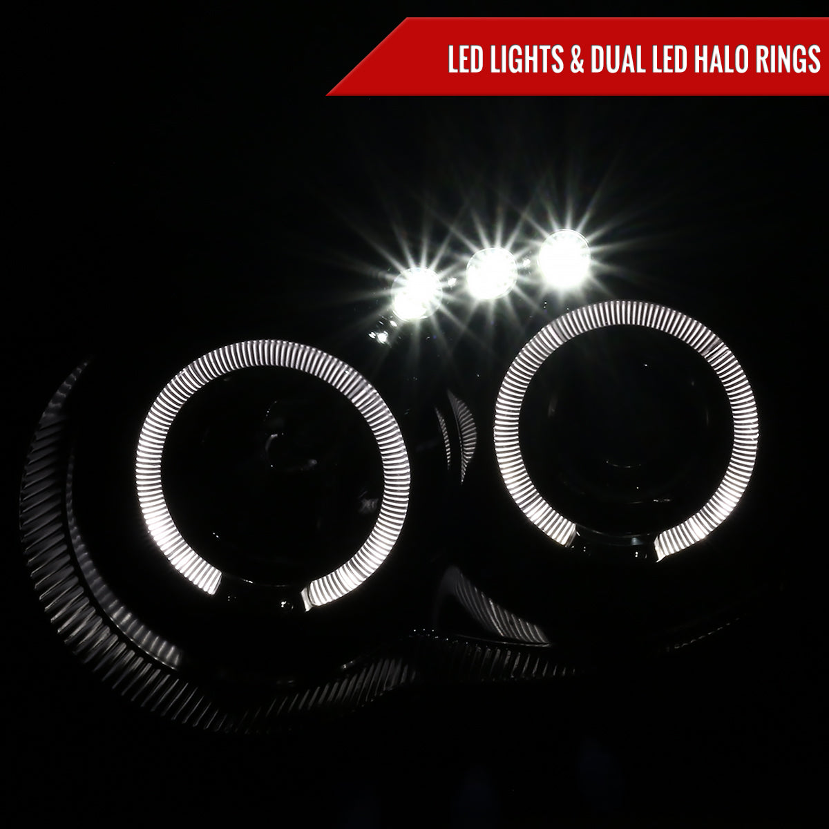 2004-2005 Subaru Impreza WRX/STI Outback Dual Halo Projector Headlights (Glossy Black Housing/Smoked Lens)