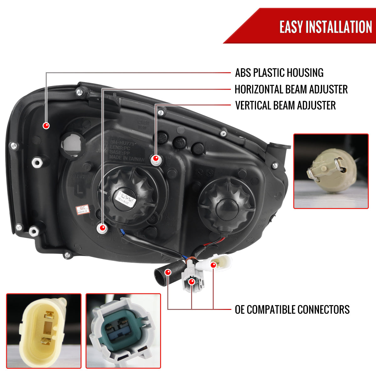 2004-2005 Subaru Impreza WRX/STI Outback Projector Headlights w/ LED Bar (Matte Black Housing/Clear Lens)