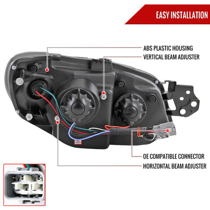 2006-2007 Subaru Impreza WRX/STI Projector Headlights w/ LED Light Strip (Glossy Black Housing/Smoked Lens)