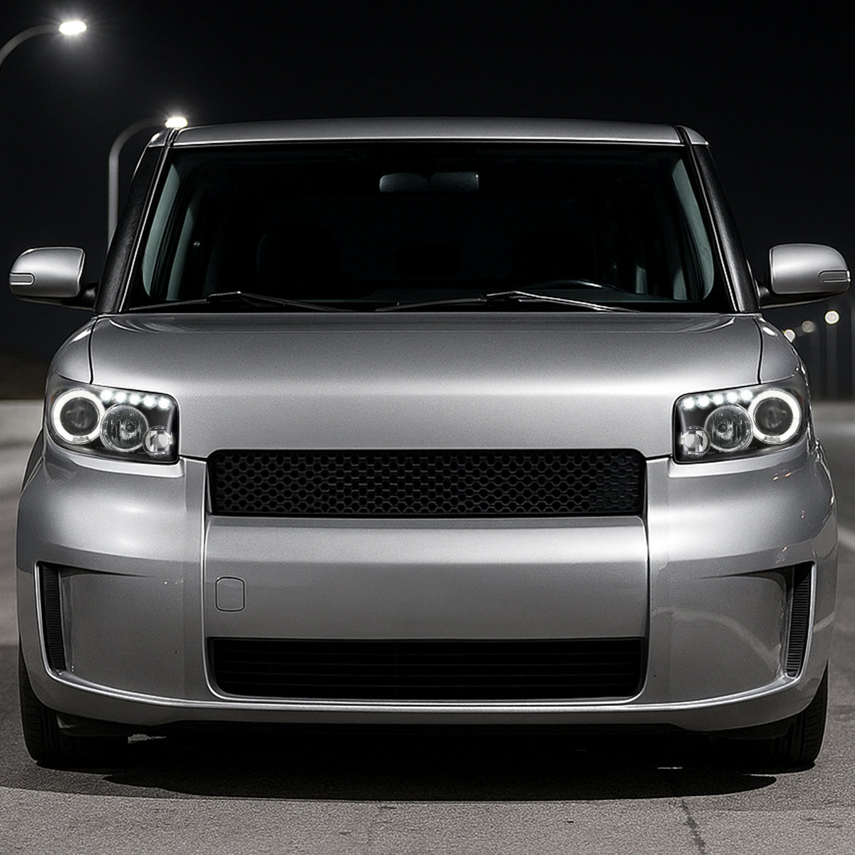 2008-2010 Scion xB Single Halo Projector Headlights (Matte Black Housing/Clear Lens)