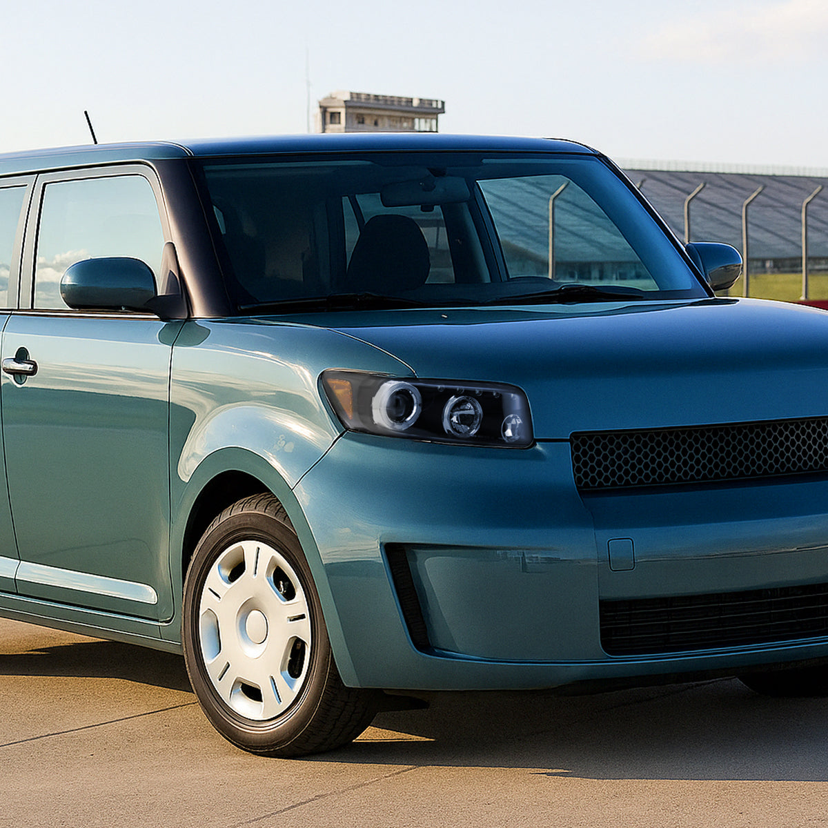 2008-2010 Scion xB Single Halo Projector Headlights (Matte Black Housing/Clear Lens)