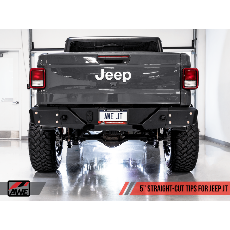 AWE Tuning 20-21 Jeep Gladiator JT 3.6L Tread Edition Cat-Back Dual Exhaust - Diamond Black Tip