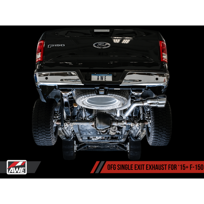 AWE Tuning 2015+ Ford F-150 0FG Single Exit Performance Exhaust System w/4.5in Chrome Silver Tips