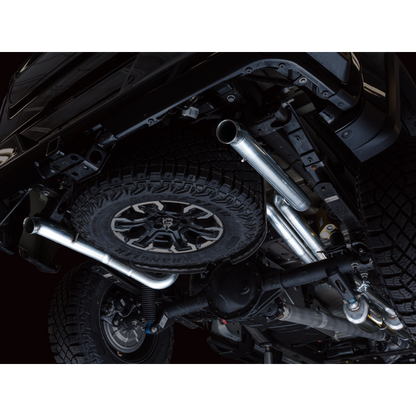 AWE Tuning 22-23 GMC Sierra 1500 AT4X 6.2L 0FG Catback Split Dual (Flat Bumper) - Bashguard(No Tips)