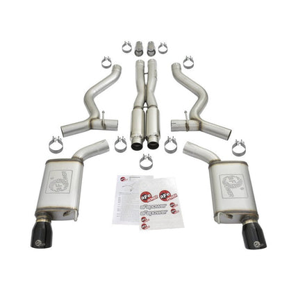 aFe MACHForce XP 3in 304 SS Loud Tone Cat-Back w/ Black Tips 15-17 Ford Mustang V6-3.7L/V8-5.0L