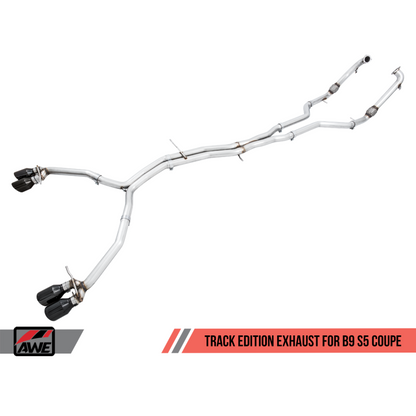 AWE Tuning Audi B9 S5 Coupe 3.0T Track Edition Exhaust - Diamond Black Tips (102mm)