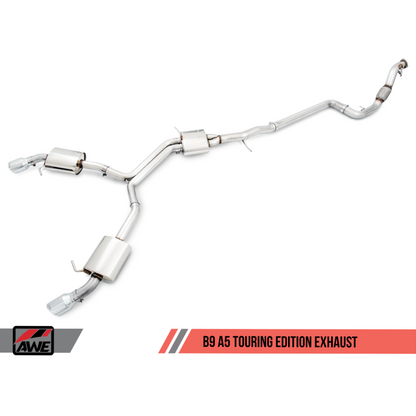 AWE Tuning Audi B9 A5 Touring Edition Exhaust Dual Outlet - Diamond Black Tips (Includes DP)