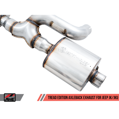 AWE Tuning 07-18 Jeep Wrangler JK/JKU 3.6L Tread Edition Axle-Back Dual Exhaust - Chrome Silver Tips
