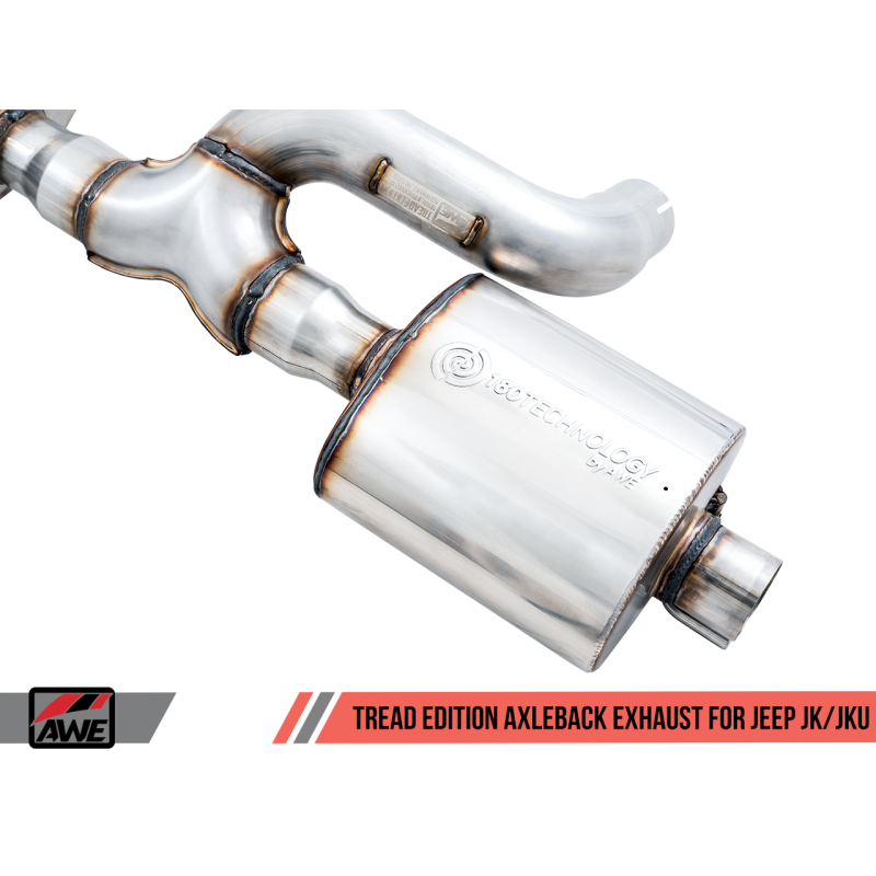 AWE Tuning 07-18 Jeep Wrangler JK/JKU 3.6L Tread Edition Axle-Back Dual Exhaust - Diamond Black Tips