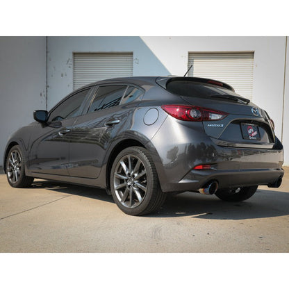 aFe Takeda 2-1/2in 304 SS Axle-Back Exhaust w/ Blue Flame Tips 14-18 Mazda 3 L4 2.0L/2.5L