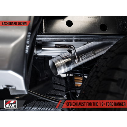 AWE Tuning 2019+ Ford Ranger 0FG Performance Exhaust System w/Chrome Silver Tips & Bash Guard