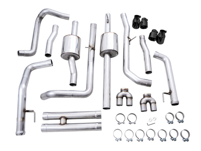 AWE Tuning 4th Gen GM 1500 6.2L 0FG Cat-Back Split Rear Exit (w/ Bumper Cutouts) - Quad Diamond Tips