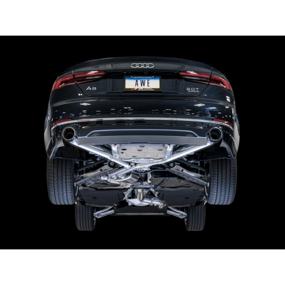 AWE Tuning Audi B9 A5 Track Edition Exhaust Dual Outlet - Chrome Silver Tips (Includes DP)