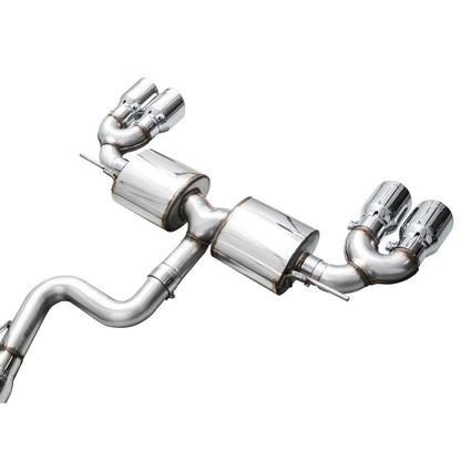 AWE Tuning Touring Edition Quad Exhaust w/Chrome Silver Tips for 2022+ Volkswagen MK8 Golf R