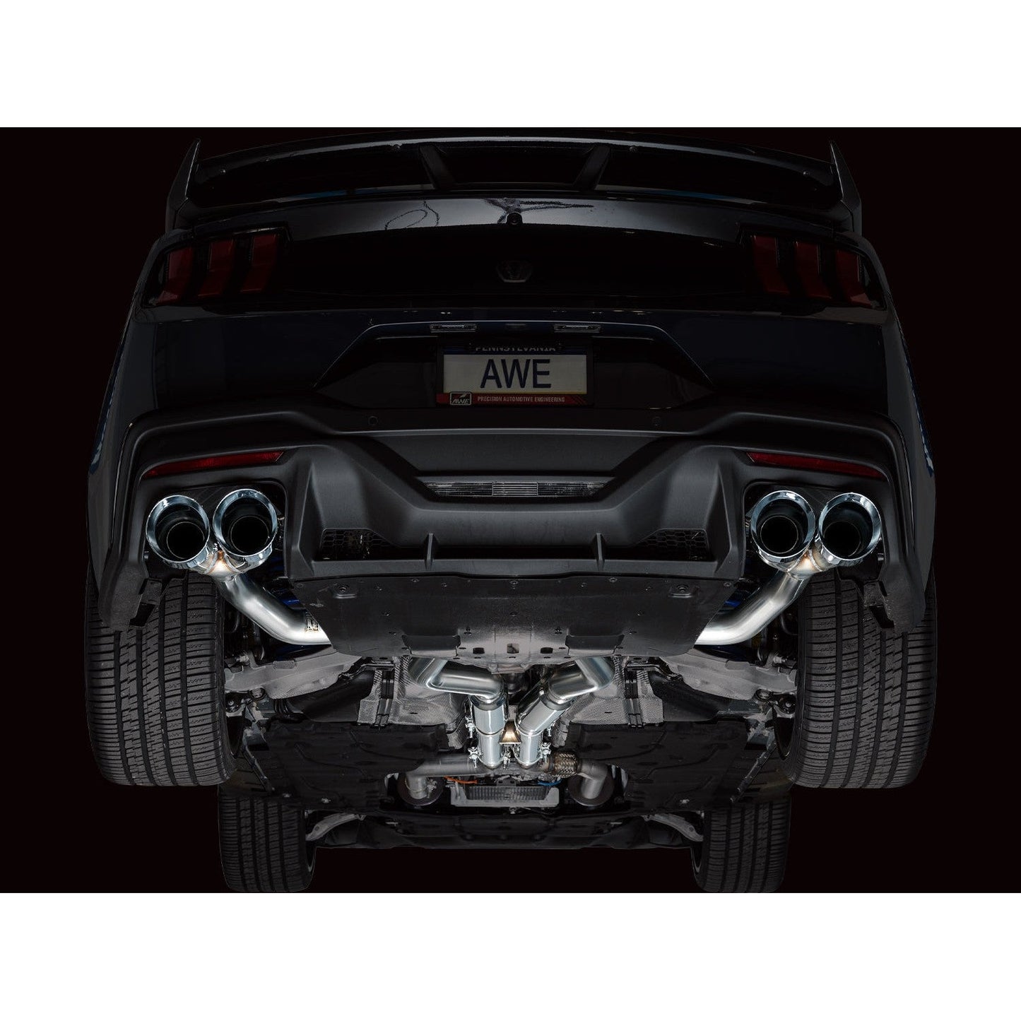 AWE Tuning Track Edition Catback Exhaust w/Quad Chrome Silver Tips for 2024 Ford Mustang Dark Horse S650 RWD