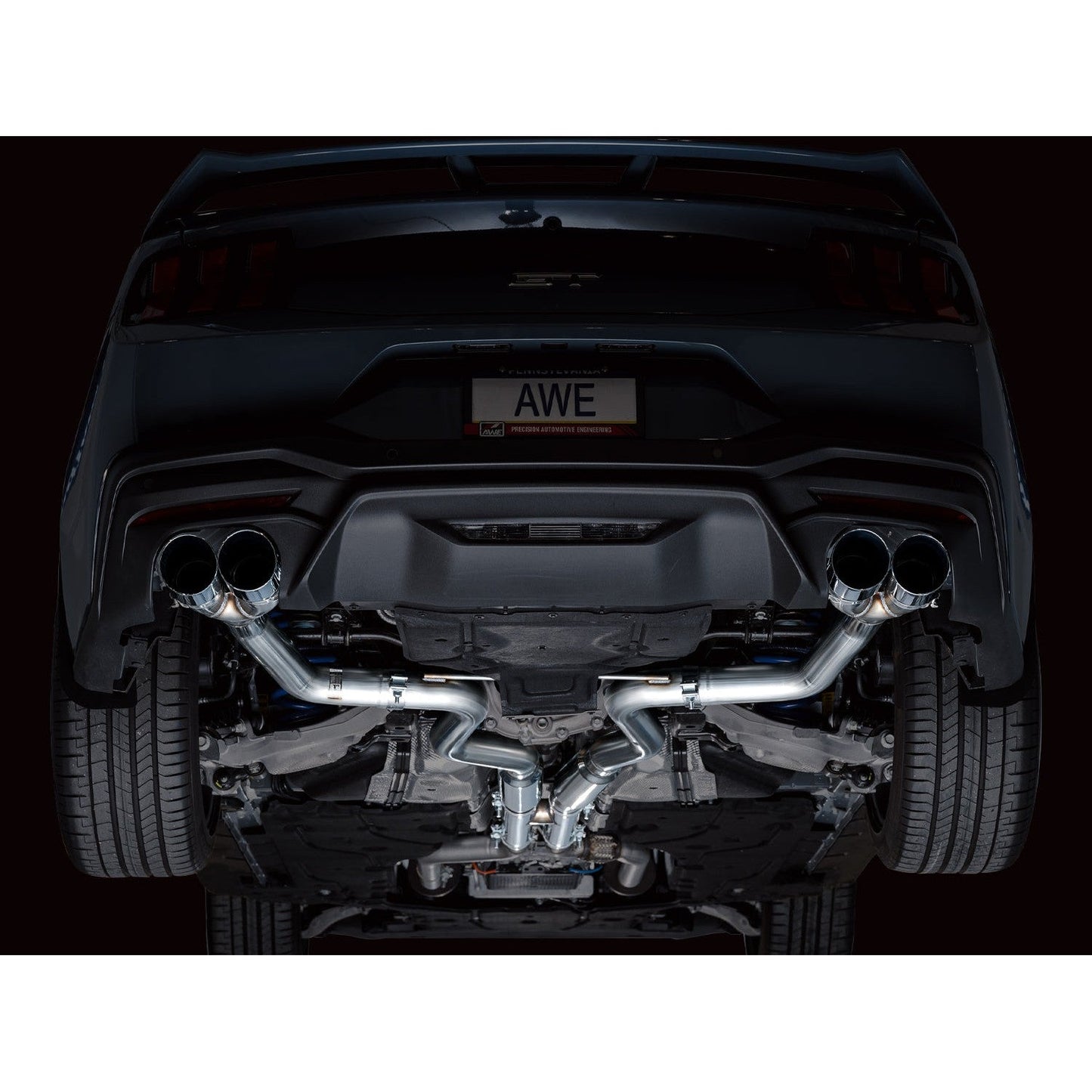 AWE Tuning Track Edition Catback Exhaust w/ Quad Chrome Silver Tips - 2024 Ford Mustang GT Fastback S650 RWD