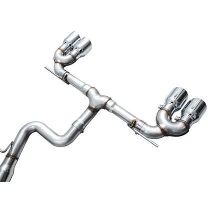 AWE Tuning Track Edition Quad Exhaust w/Chrome Silver Tips for 2022+ Volkswagen MK8 Golf R