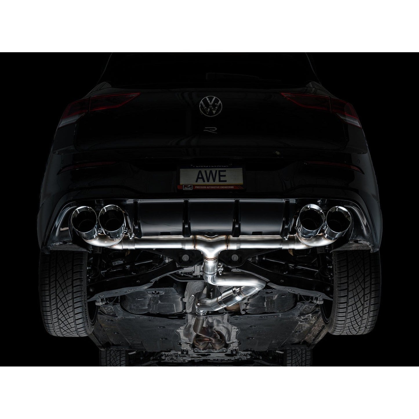 AWE Tuning Track Edition Quad Exhaust w/Chrome Silver Tips for 2022+ Volkswagen MK8 Golf R
