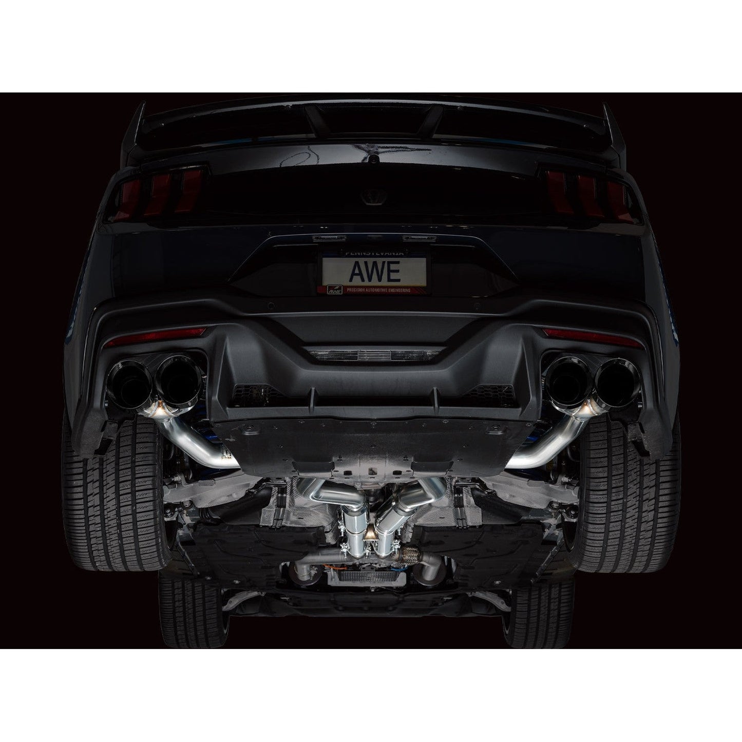 AWE Tuning Track Edition Catback Exhaust w/Quad Diamond Black Tips for 2024 Ford Mustang Dark Horse S650 RWD