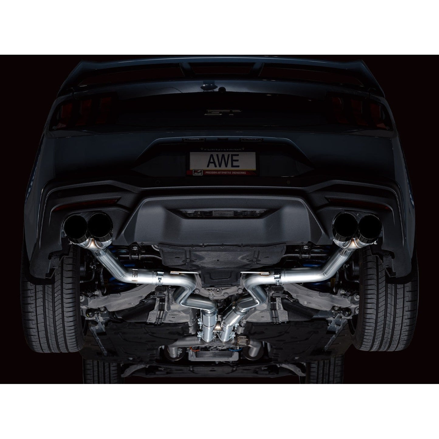 AWE Tuning Track Edition Catback Exhaust w/ Quad Diamond Black Tips - 2024 Ford Mustang GT Fastback S650 RWD
