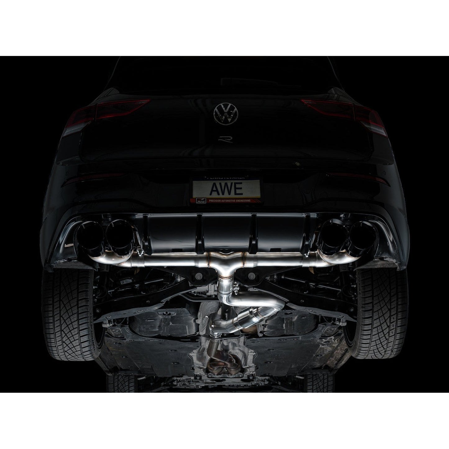 AWE Tuning Track Edition Quad Exhaust w/Diamond Black Tips for 2022+ Volkswagen MK8 Golf R