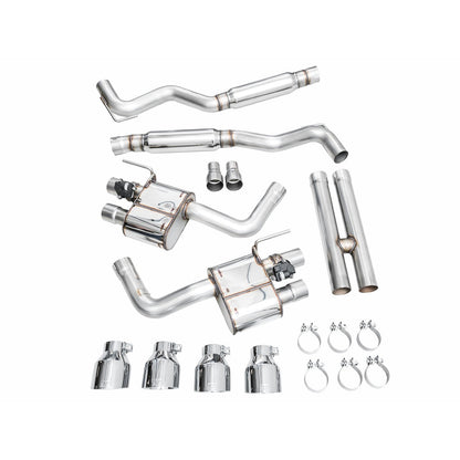 AWE SwitchPath Catback Exhaust w/Quad Chrome Silver Tips for 2024 Ford Mustang Dark Horse S650 RWD