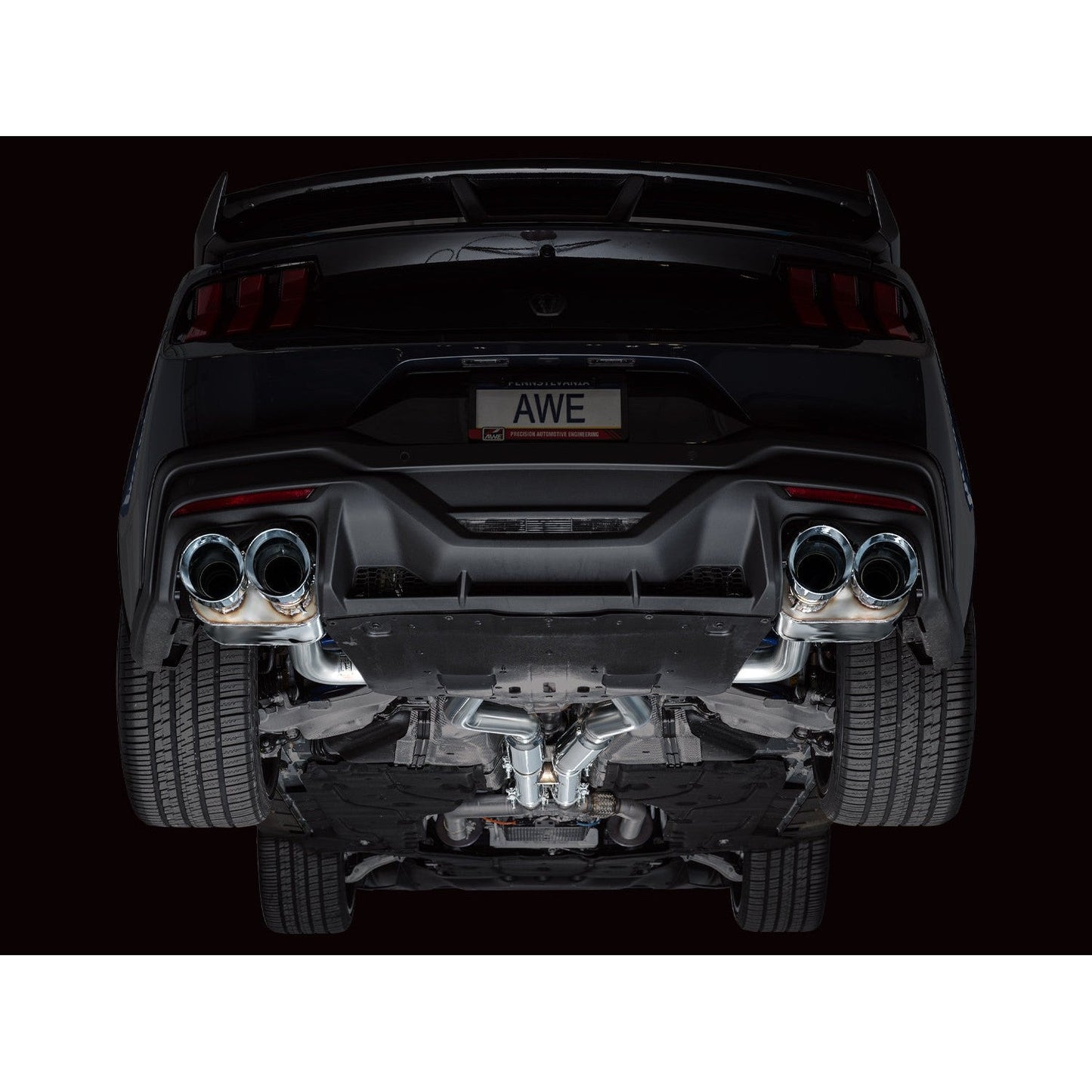 AWE SwitchPath Catback Exhaust w/Quad Chrome Silver Tips for 2024 Ford Mustang Dark Horse S650 RWD