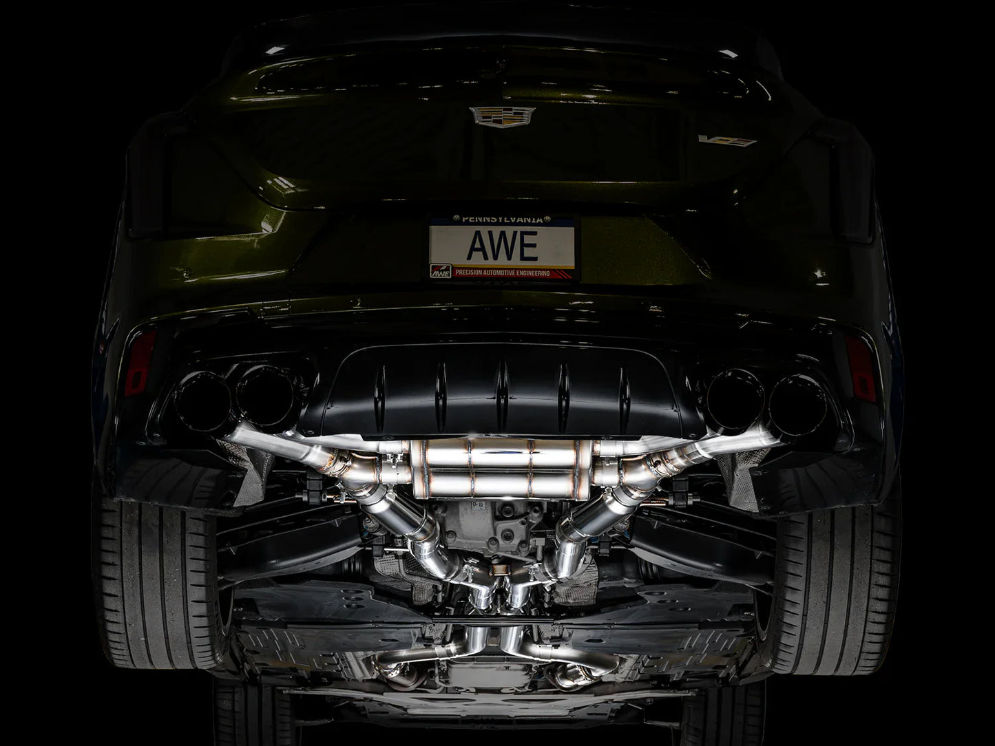 AWE Tuning SwitchPath Exhaust w/Diamond Black Tips for 2021+ Cadillac CT4-V Blackwing