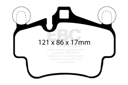 EBC 07-08 Porsche 911 (997) (Cast Iron Rotor only) 3.6 Carrera 2 Yellowstuff Front Brake Pads