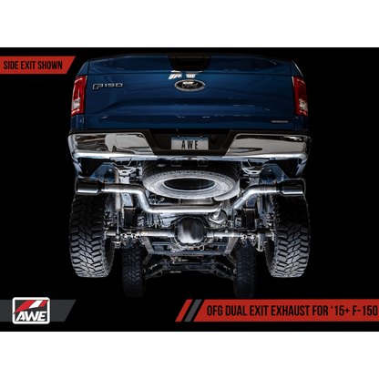 AWE Tuning 2015+ Ford F-150 0FG Dual Exit Performance Exhaust System w/5in Diamond Black Tips